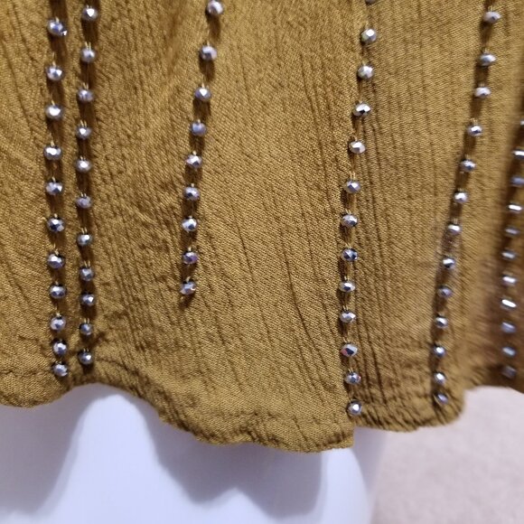 Free People top Small BB Embellished Cami beaded spaghetti strap v-neck - Picture 13 of 16